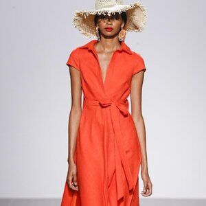 Maeve Anthropologie Coral Wrap Dress Small‎ Open Back Travel Wedding Guest